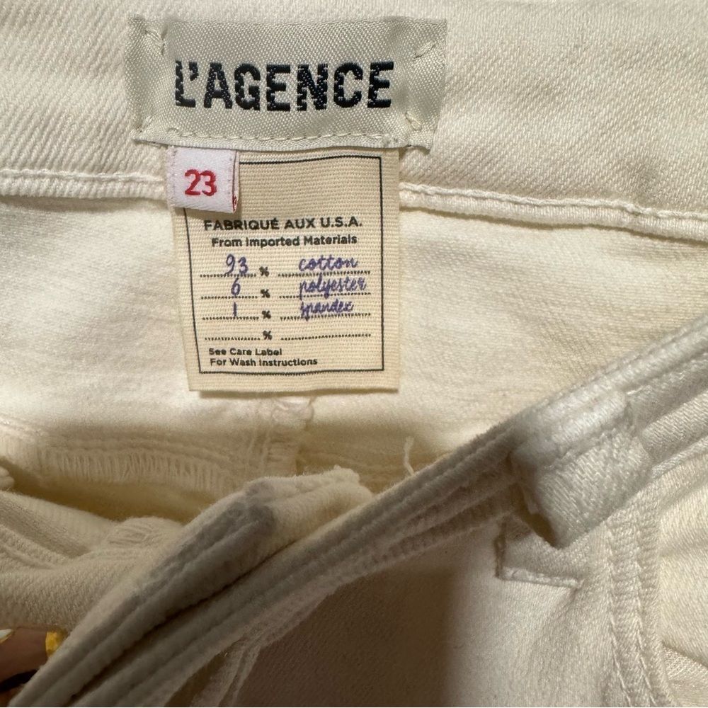 Revolve L'Agence Lorde Super High Rise Flare Jeans in Vintage White Size 23 - Picture 10 of 10